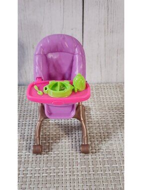 2012 FISHER PRICE LOVING FAMILY DOLLHOUSE PURPLE BABY INFANT HIGH CHAIR PINK TRA
